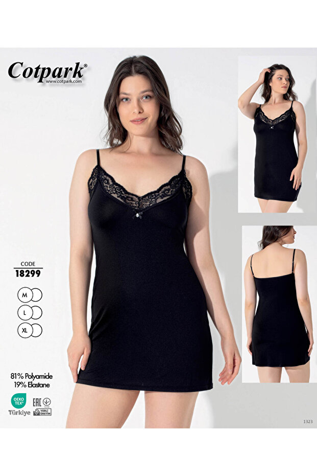 Women's Strap Lace Detailed Nightgown 18299