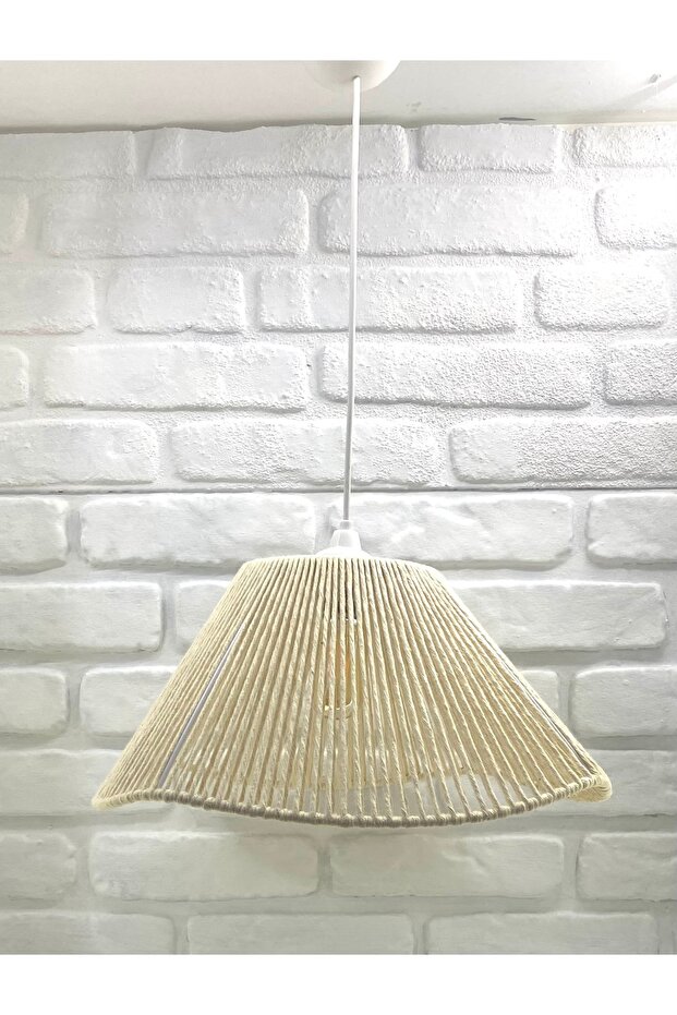 El İşi Örme Krem Dalgalı Model Tek Sarkıtlı Avize - 3