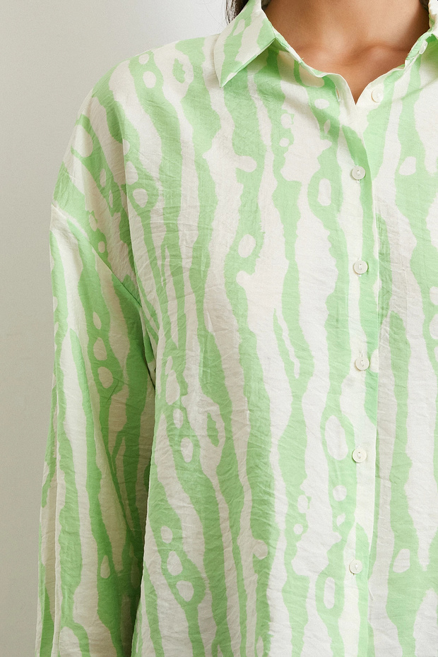 Zebra Pattern Modal Shirt Green - 2
