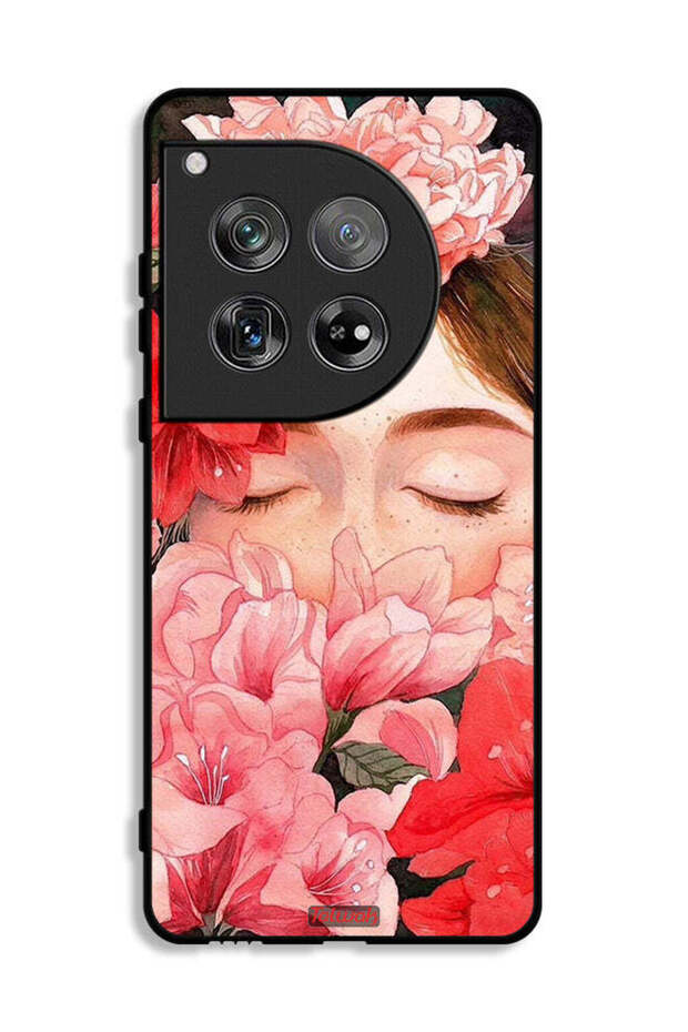 OnePlus 12 Protective Case Cover Girl Face Hide In Flowers Art