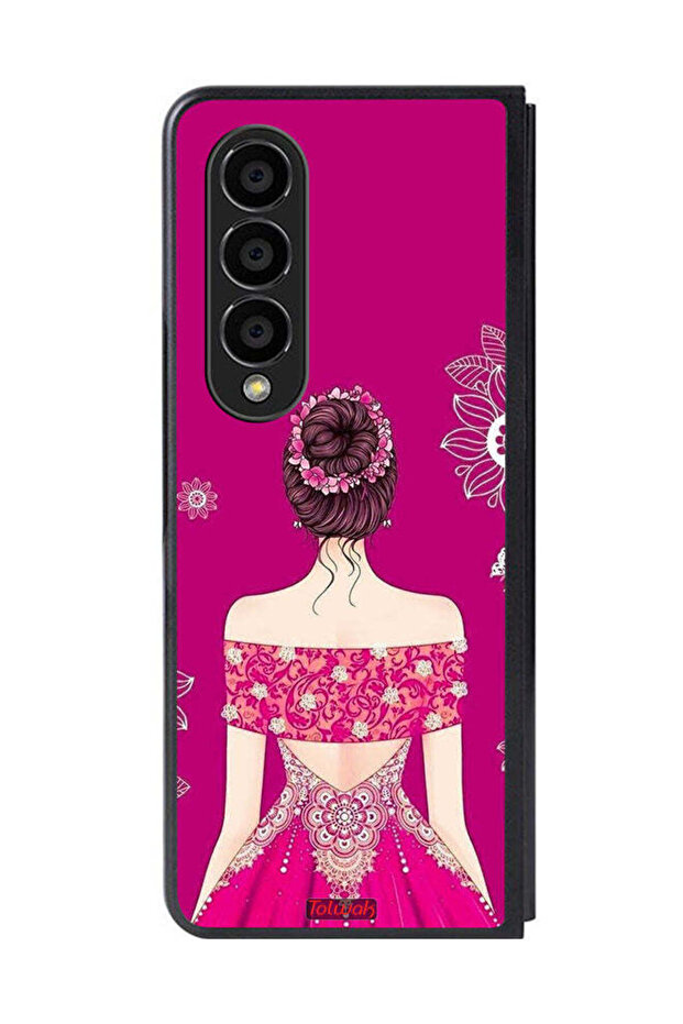 Samsung Galaxy Z Fold 4 Protective Case Cover Girl And Flowers Art