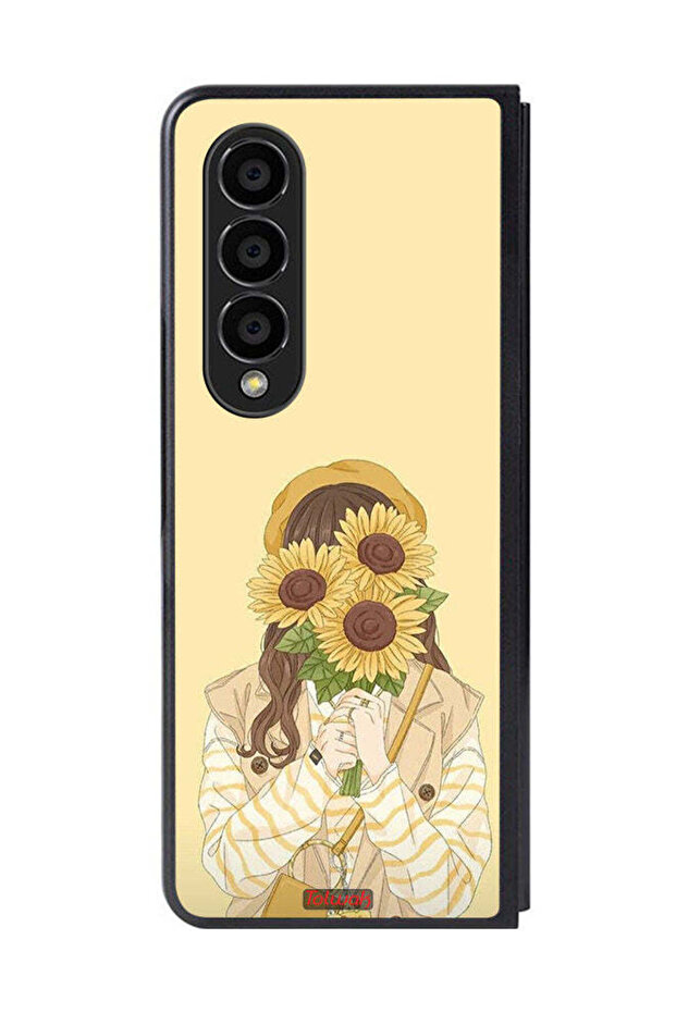 Samsung Galaxy Z Fold 4 Protective Case Cover Hide Face With Sunflowers