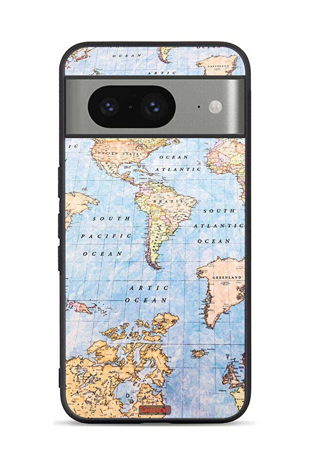 Google Pixel 8 Protective Case Cover World Map - 1