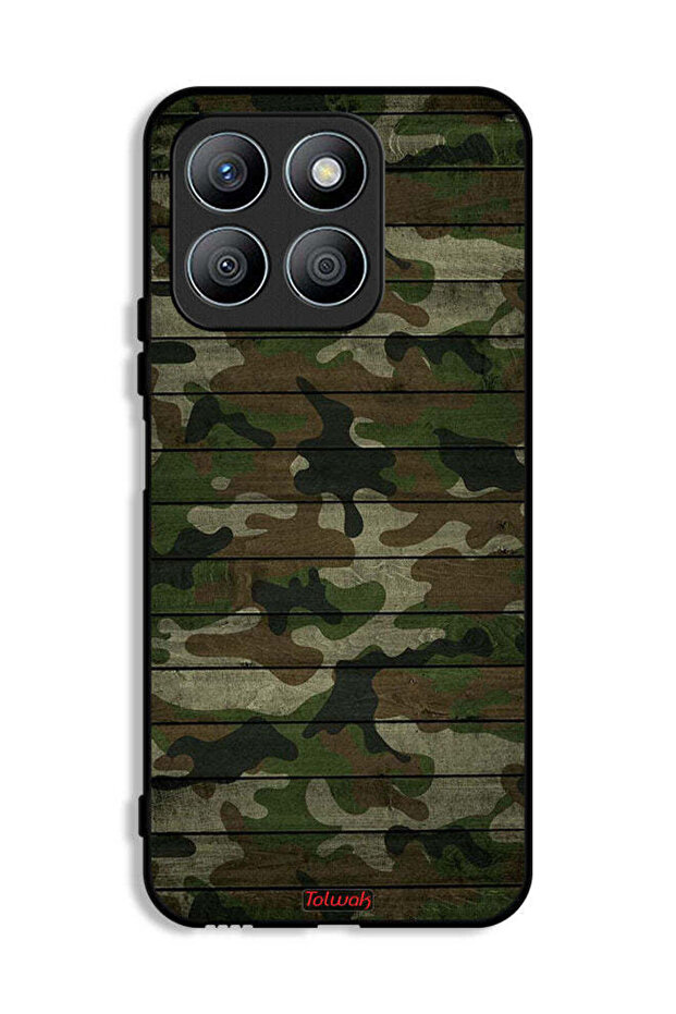 Honor X8b Protective Case Cover Camouflage Wooden Pattern