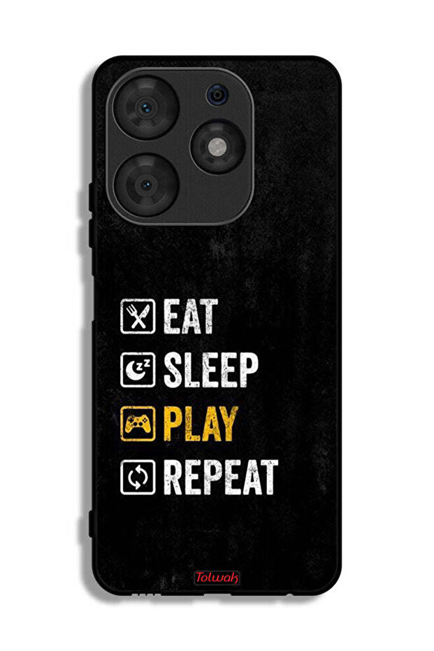 Tecno Spark 10 Pro Protective Case Cover Eat Sleep Play Repeat