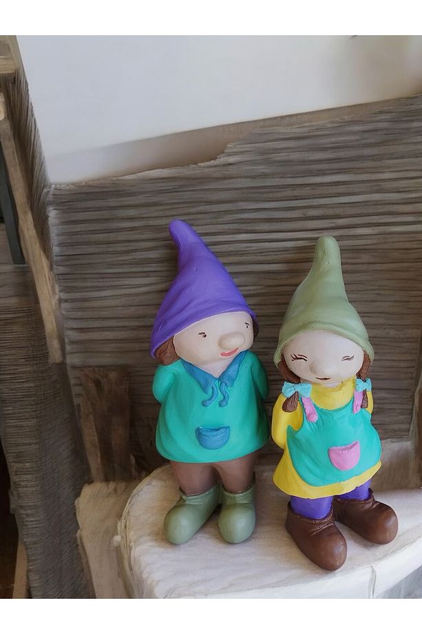 2’li Set Bahçe Süsü Heykel Biblo Aşık Cüceler Bahçe Cüceleri - 6