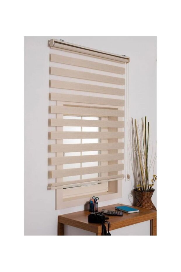 SütlüKahve Bambu Stor Zebra Perde Etek Dilimsiz - 3