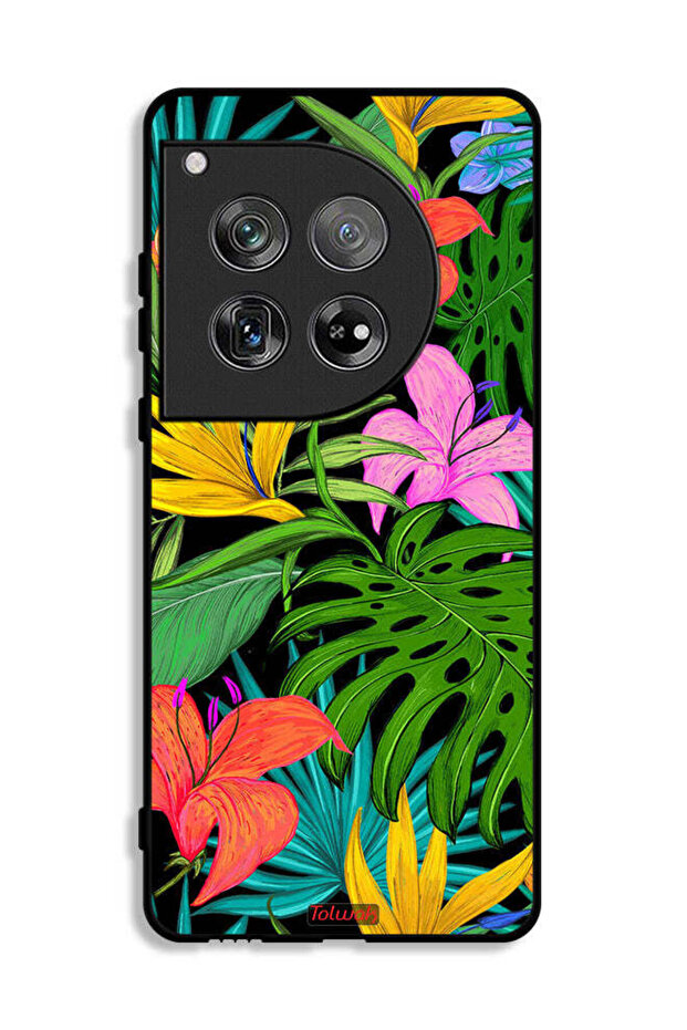 OnePlus 12 Protective Case Cover Pattern Tropical Flowers Leaves