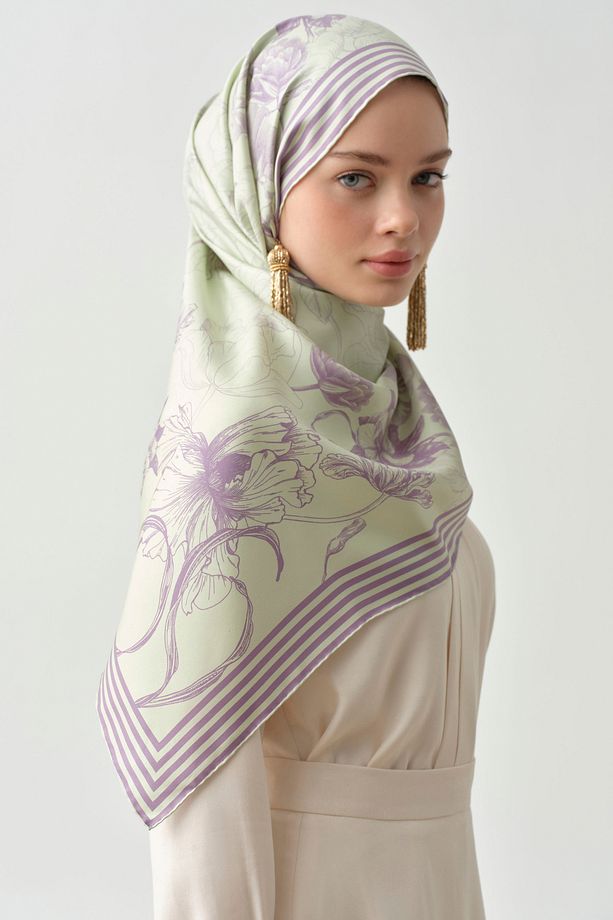 Nazenin Twill İpek Eşarp - Mint - 3