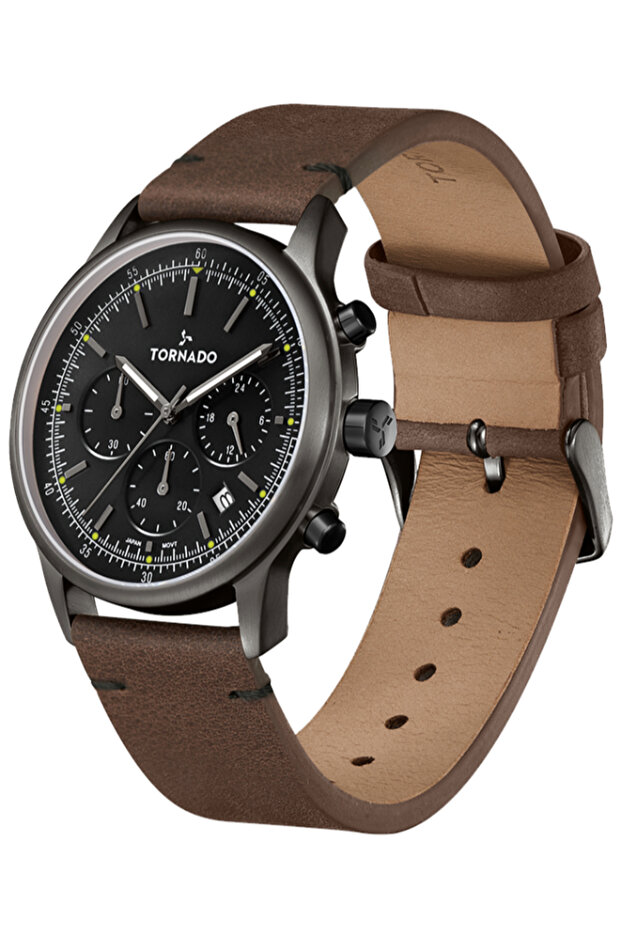 ساعة رجالية كلاسيكية متعددة الوظائف بمينا أسود - T24108-XLDB - 2