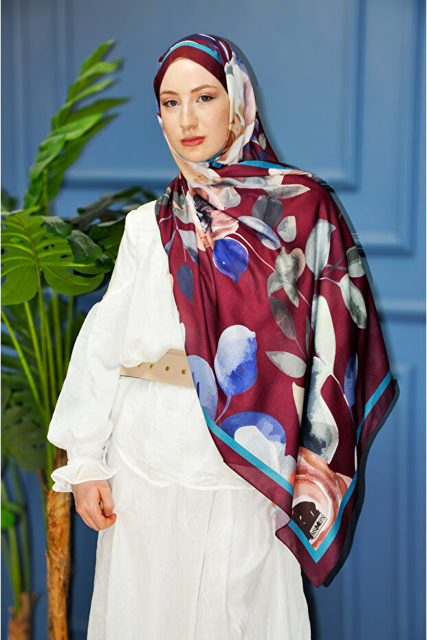 Iris Pattern Cotton Voile Silk Shawl - 1