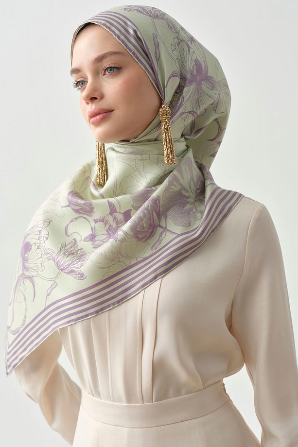 Nazenin Twill İpek Eşarp - Mint - 1