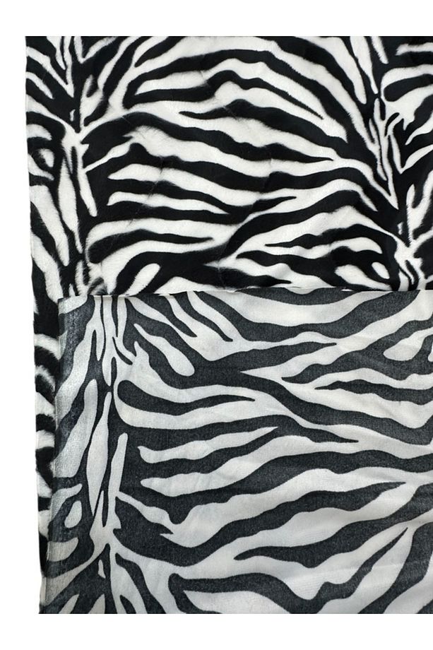 Zebra Desenli Tay Tüyü Kumaş – Yumuşak Dokulu, Peluş Görünümlü, en: 150 cm - 3