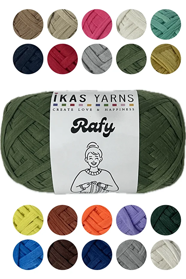 Yumuşak Rafya ip, Polyester Rafya ip Bodrum Rafya, Hobi ipi 100gr 100 mt - 1