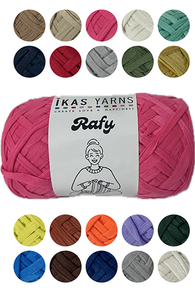 Yumuşak Rafya ip, Polyester Rafya ip Bodrum Rafya, Hobi ipi 100gr 100 mt - 1