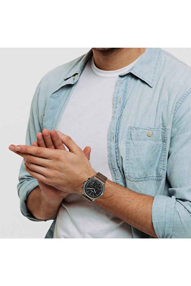 ساعة رجالية كلاسيكية متعددة الوظائف بمينا أسود - T24108-XLDB - 7