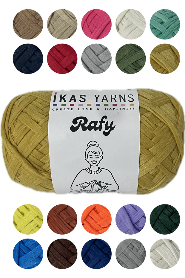 Yumuşak Rafya ip, Polyester rafya ip, Bodrum Rafya, Hobi ipi 100gr - 1