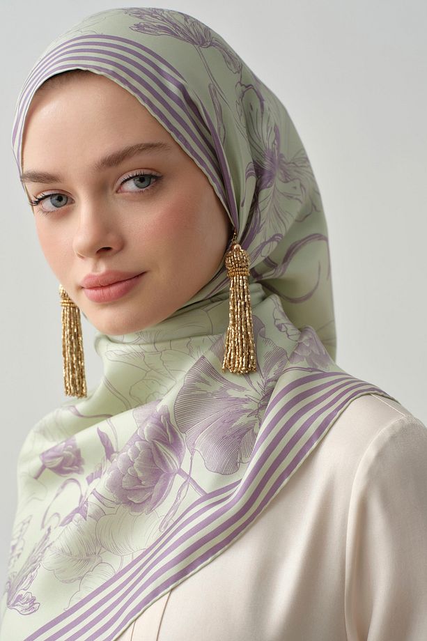 Nazenin Twill İpek Eşarp - Mint - 5