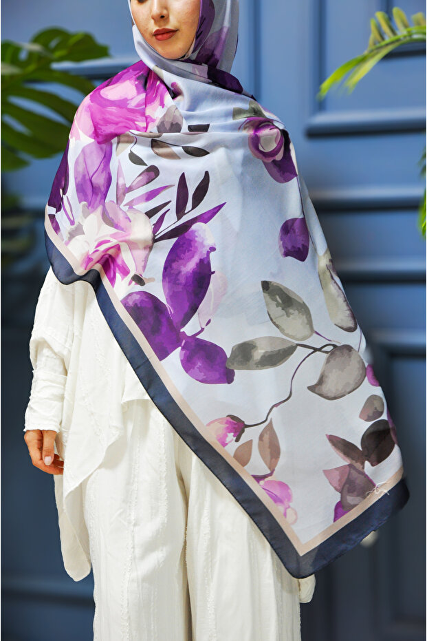 شال حريري من القطن بنمط قزحية - 2