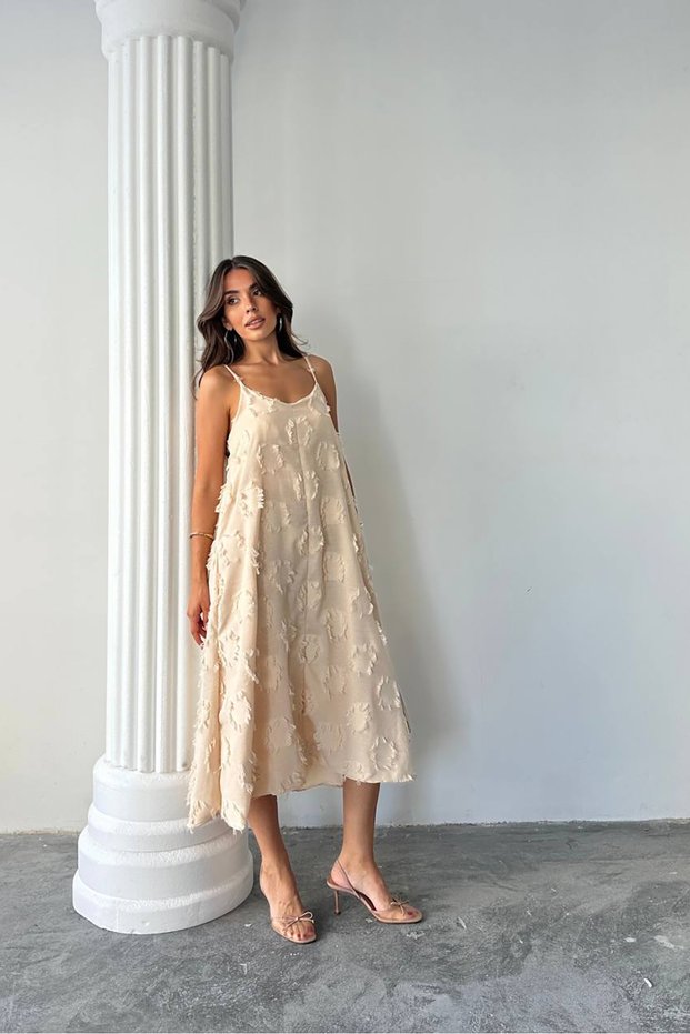 Women's Festoon Texture Loose Cut Summer Dress Nbg098