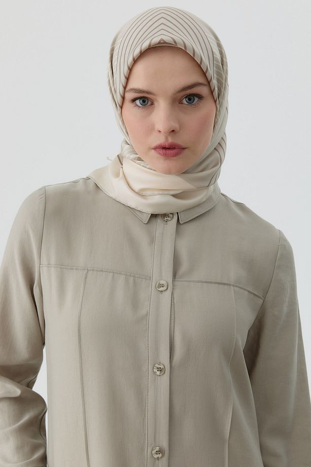 Yansıma Twill İpek Eşarp - Taş - 3