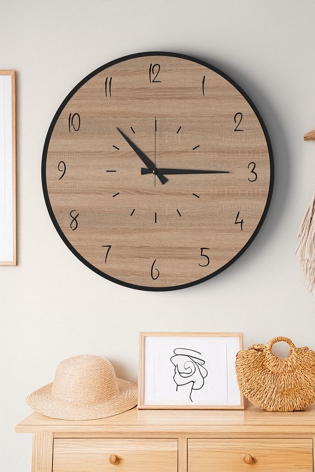 Dekoratif Yeni Modern Antinous Ahşap Duvar Saati 48 cm - 7