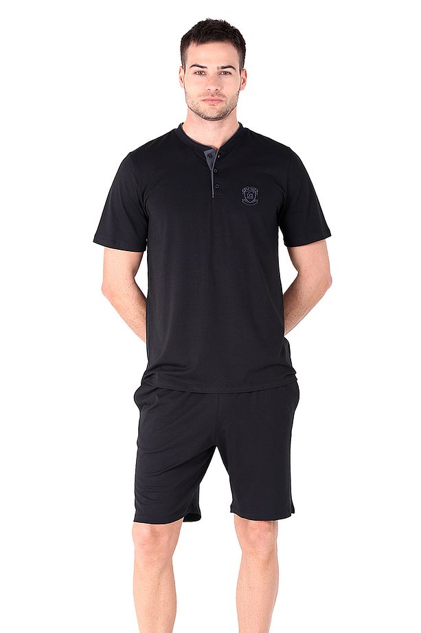 Ds Damat Regular Fit Cotton Şort Takım SİYAH - 3