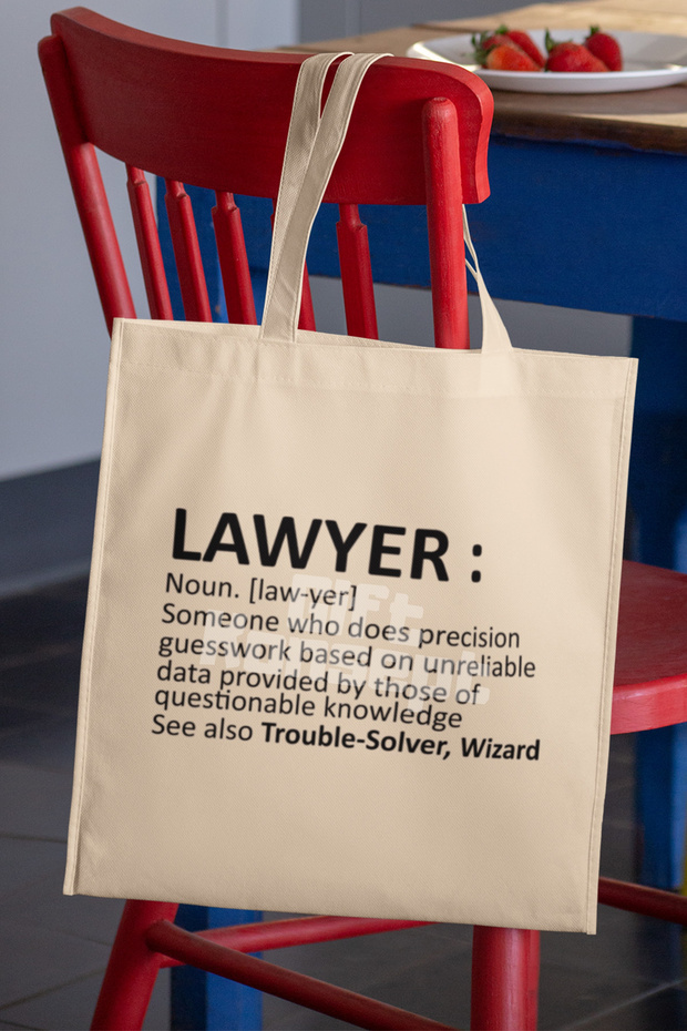 Lawyer Noun Printed Lawyer Printed Gift Organic Raw Cloth Bag