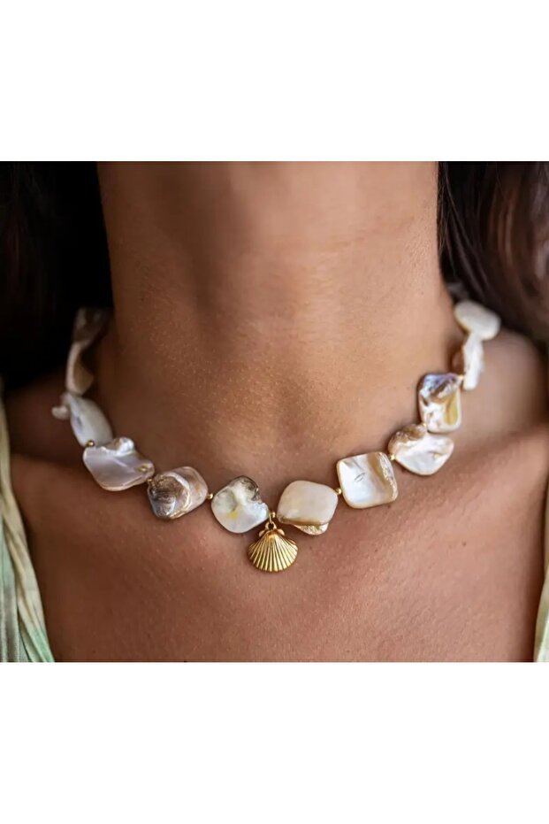 Kolye Deniz Kabuğu Taş Kolye - 3