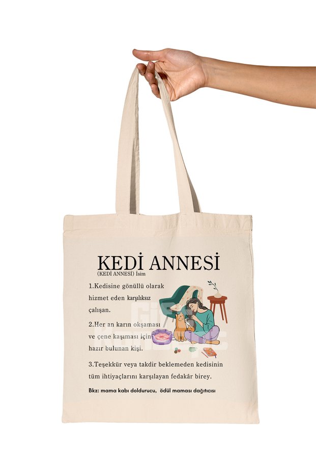 Mother of Cat Dictionary Meaning Printed Gift Organic Raw Cloth Bag
