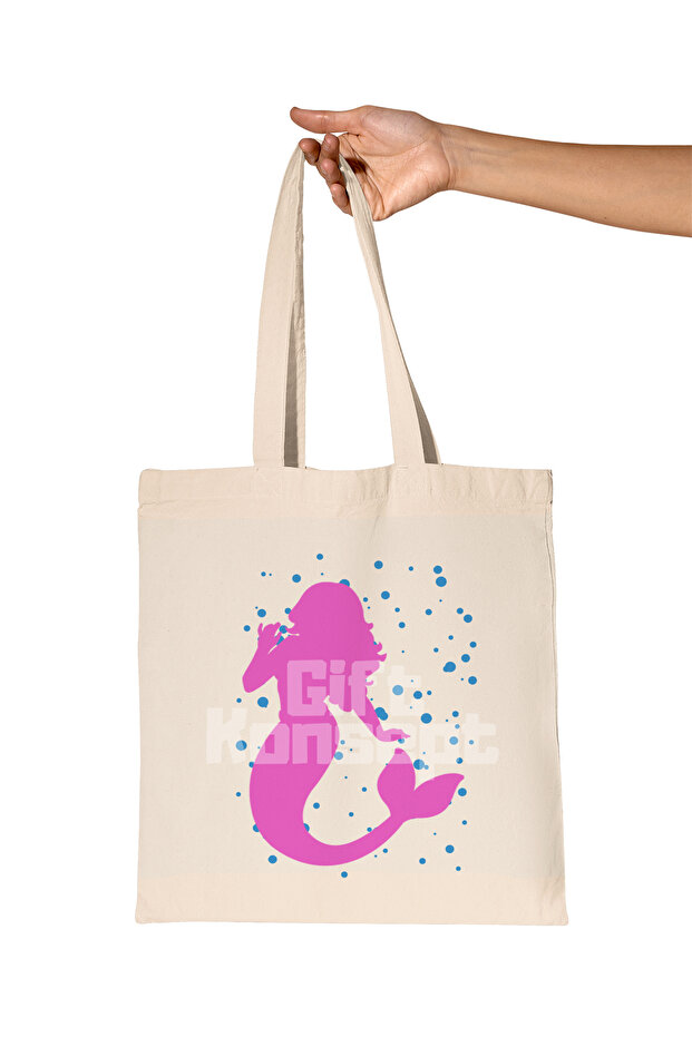 Mermaid Gold Siren Call Printed Gift Organic Raw Cloth Bag