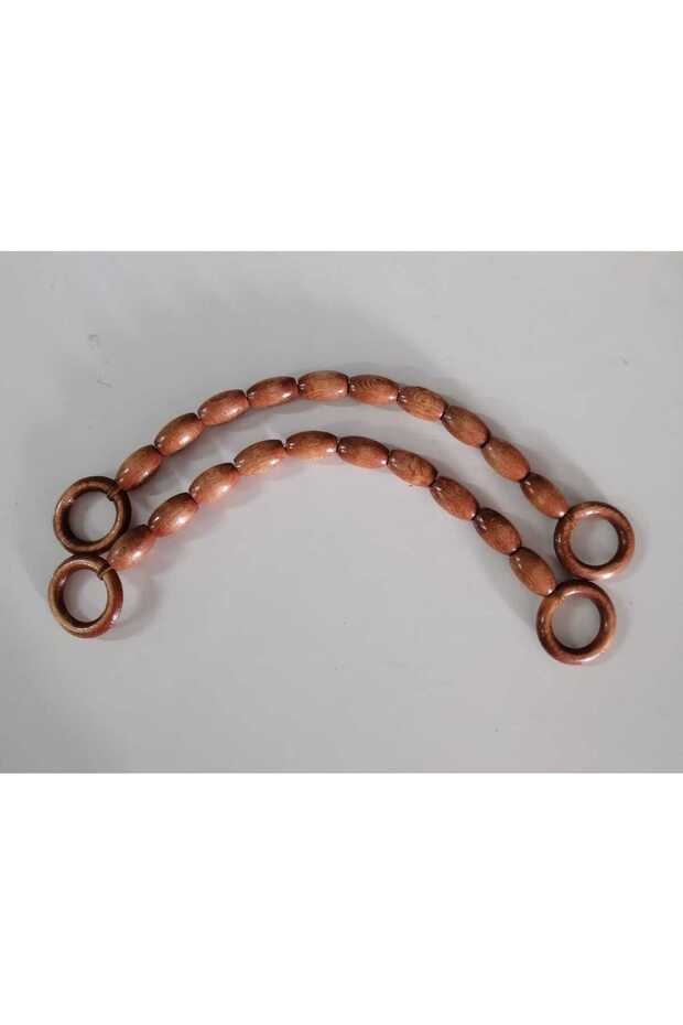 ahşap boncuklu çanta sapı çift - 1