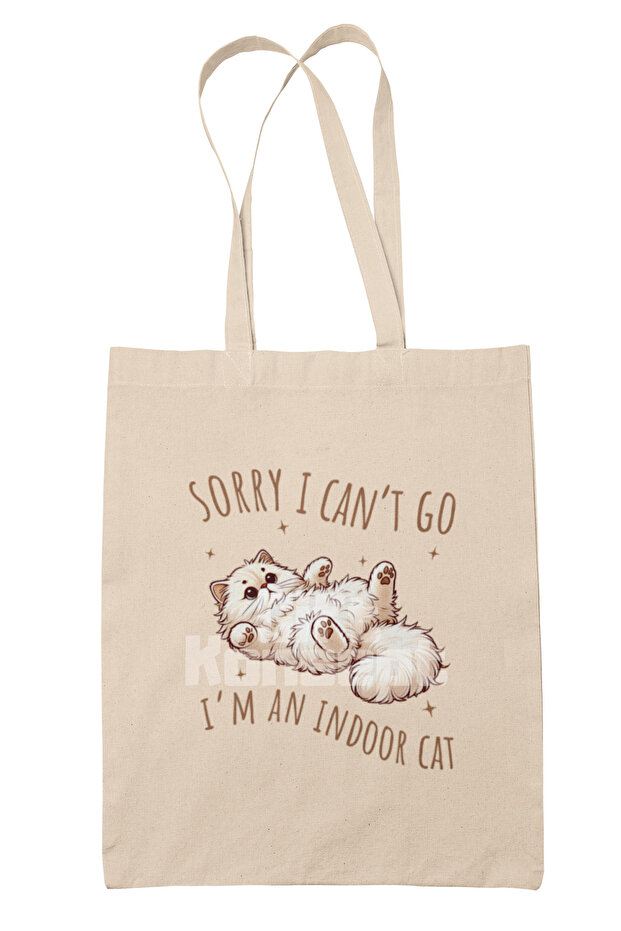 Indoor Cat Printed Home Cat Cat Lover Printed Gift Organic Raw Cloth Bag