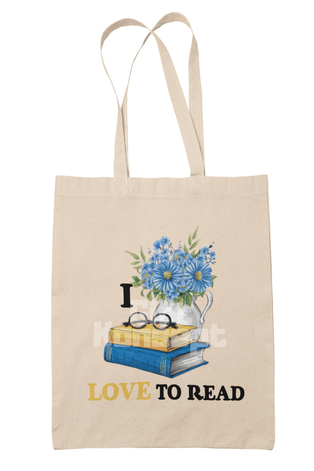 I Love to Read Written Book Reading Love Printed Gift Organic Raw Cloth Bag