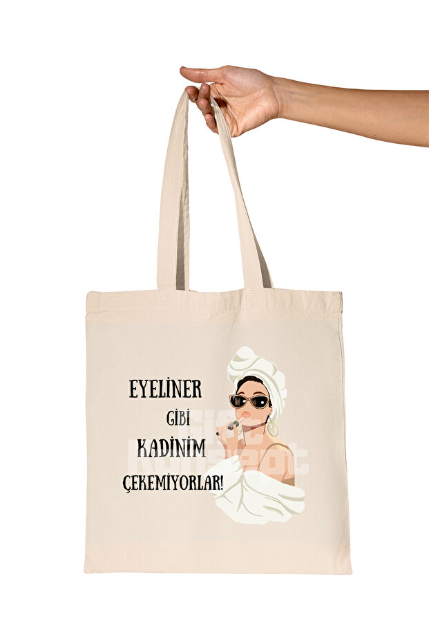 They Can'T Take My Eyeliner Printed Gift Organic Raw Cloth Bag