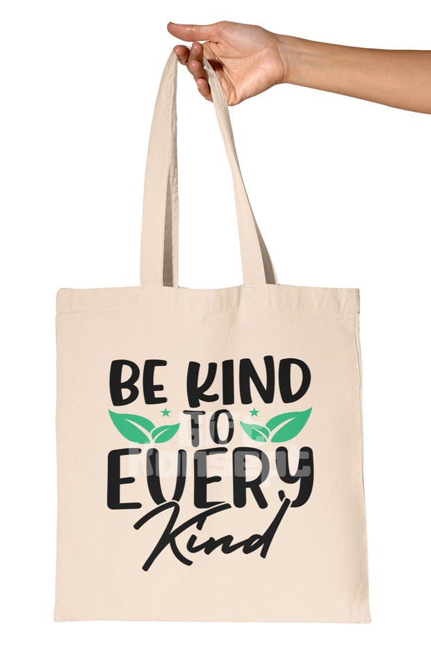 حقيبة هدية مطبوعة من القماش الخام العضوي من Be Kind Go Vegan