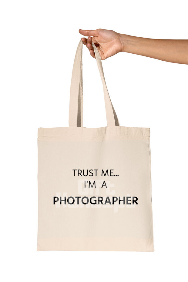 Trust Me I'M a Photographer Printed Photographer Organic Raw Cloth Bag
