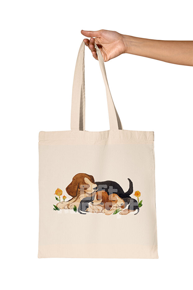 Joy of Cubs with Paws - Dog Printed Gift Organic Raw Cloth Bag