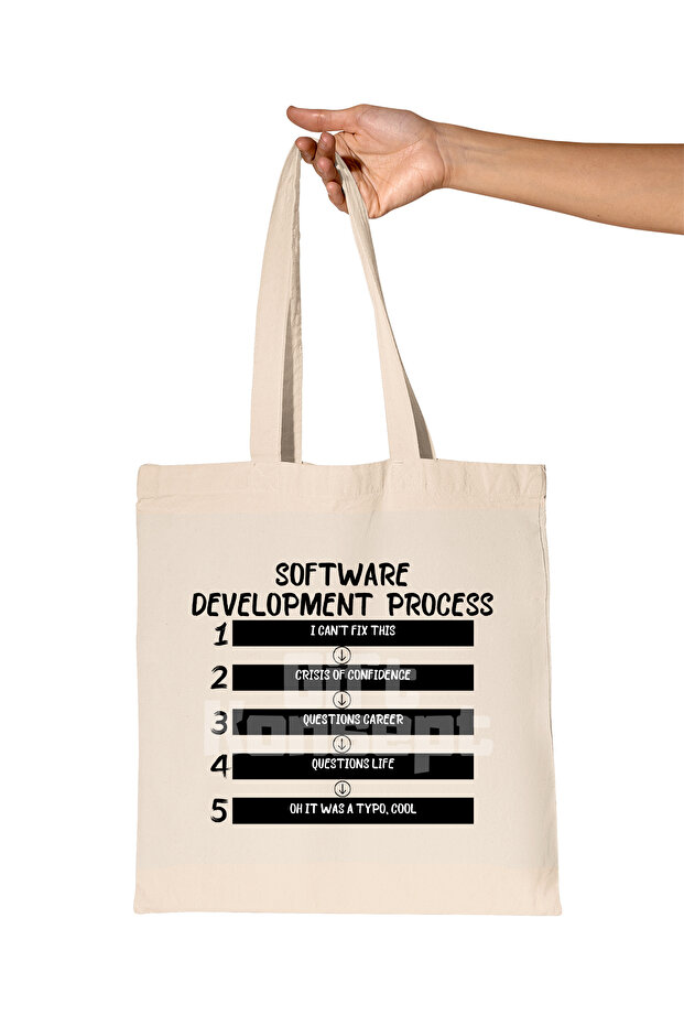 Software Development Process Printed Software Developer Organic Raw Cloth Bag - 1
