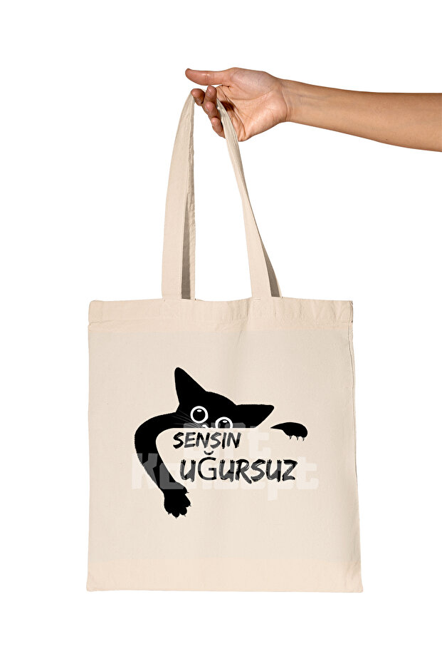You Are Evil-Black Cat Funny Printed Gift Organic Raw Cloth Bag