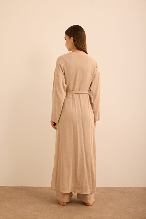 فستان من القطن فيسكون مع ربطة جانبية - 6