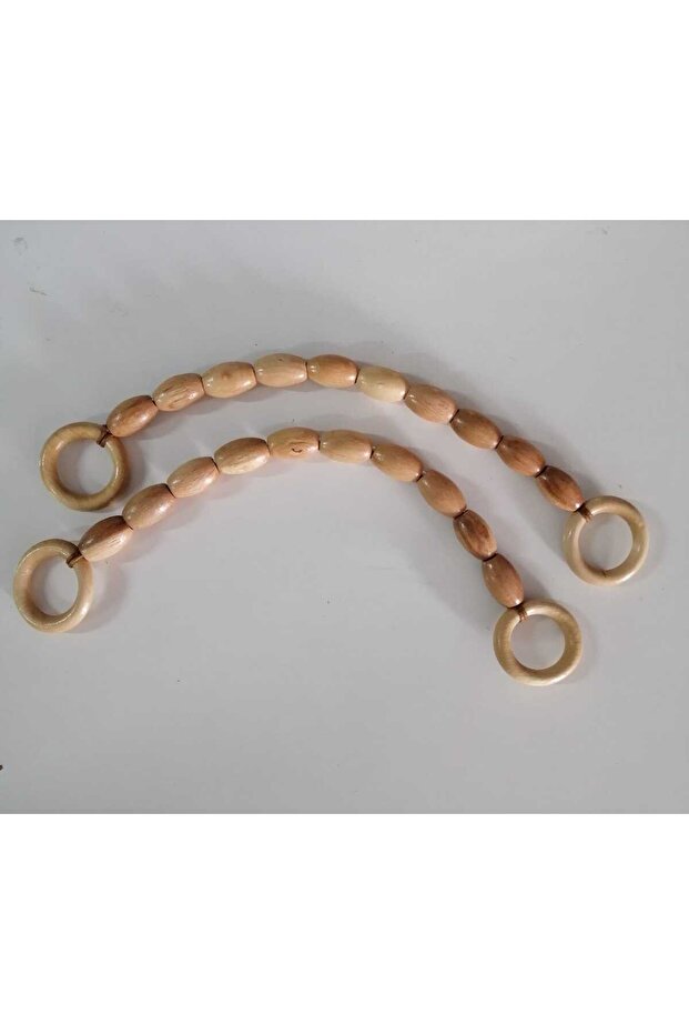 ahşap boncuklu çanta sapı çift - 1