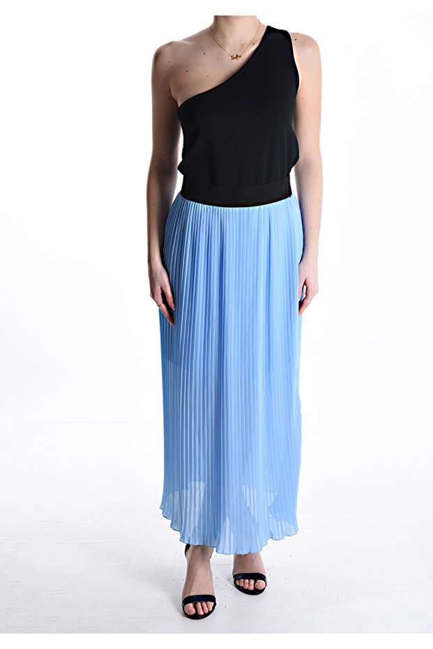 Fustă lungă plisată de vară - Alb - 2