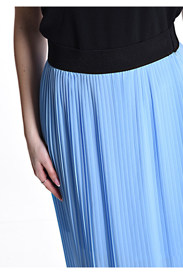 Fustă lungă plisată de vară - Alb - 5