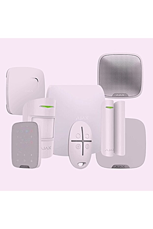 Hub Kit Kablosuz Alarm Seti Duman Isı Co Dedektörü Keypad İç ve Dış Siren Dahil Beyaz - 1