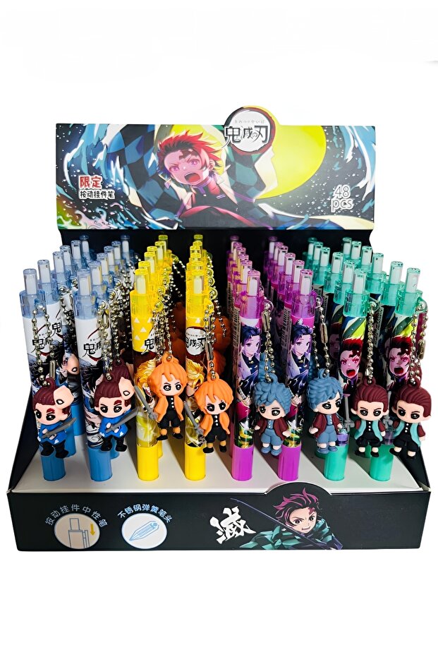 Set of 48 Ballpoint Pens with Special Figures for Anime Enthusiasts. Gift Writing Enjoyment with Cute Characters