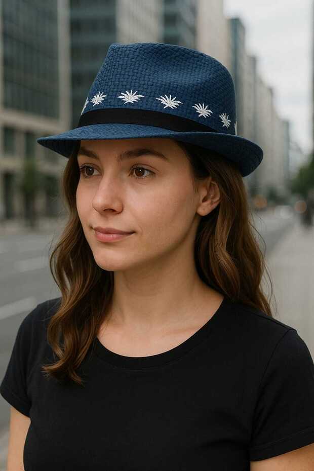 Bohemian Embroidered Straw Hat- Sea Breeze