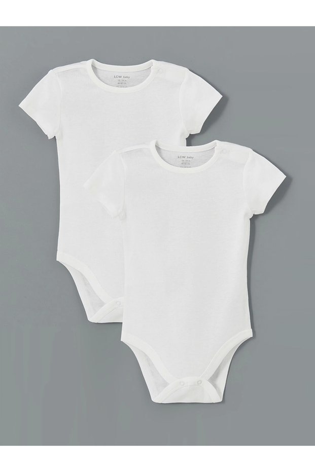 Lcw Baby Ecru Organic Fabric Baby Girl Bodysuit with Snap Fasteners 2-Pack