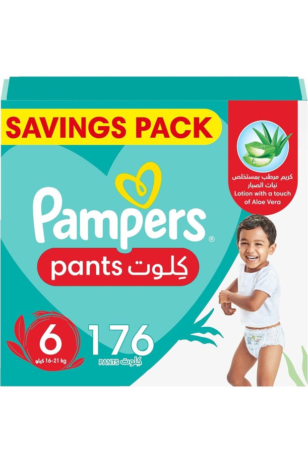 Baby Dry Pants Diapers with Aloe Vera Lotion, 360 Fit & up to 100% Leakproof, Size 6, 16-21k