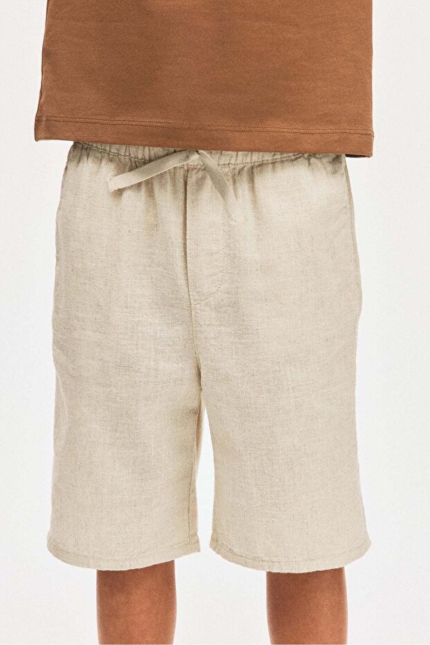 شورت من مزيج الكتان - 1